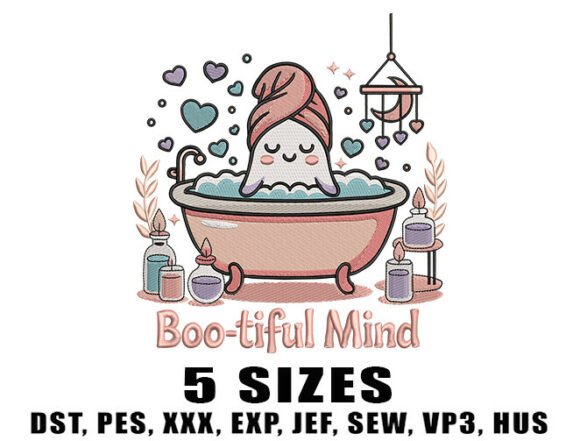 Bathroom Ghost Embroidery Design