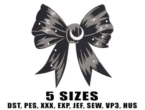 Black Bow Halloween Embroidery Design