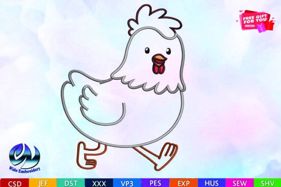 Chicken Embroidery Design, 10 Formats