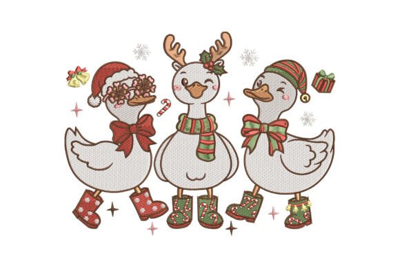 Christmas Goose Trio Embroidery