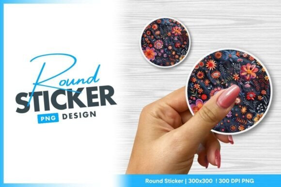 Colorful Floral Embroidery on Dark PNG