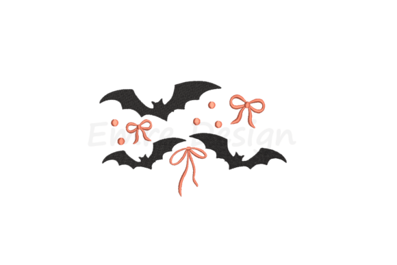 Coquette Halloween Bats Embroidery