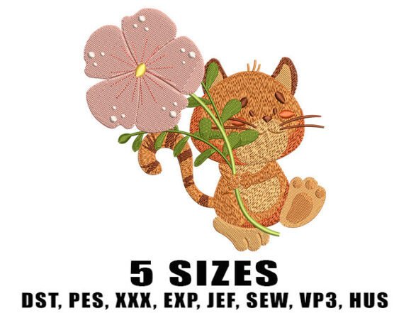 Cute Cat Cartoon Embroidery Design