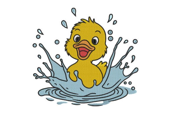 Cute Duck Splashing Embroidery