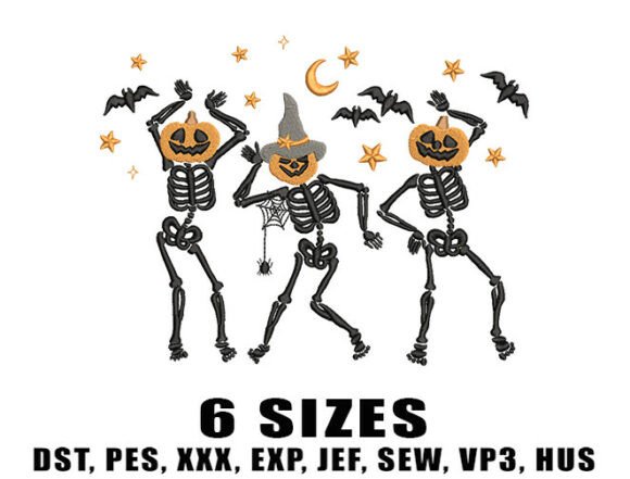 Dancing Pumpkin Head Embroidery Design