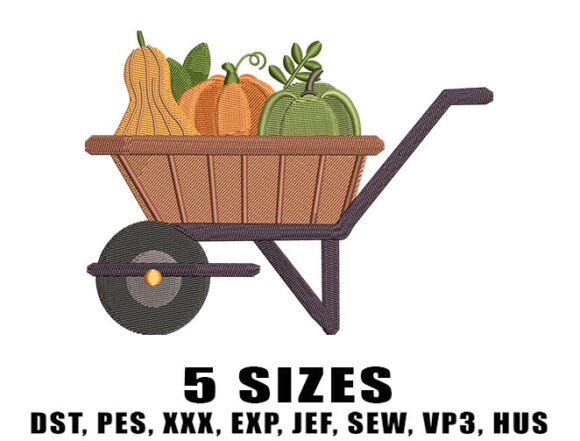 Fall Wheelbarrow Embroidery Design