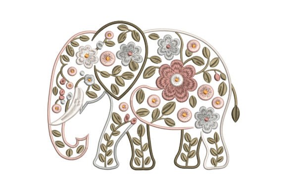 Floral Elephant Embroidery