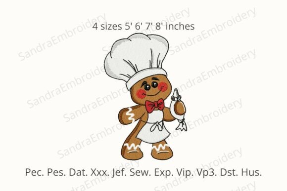 Gingerbread Chef Embroidery Design