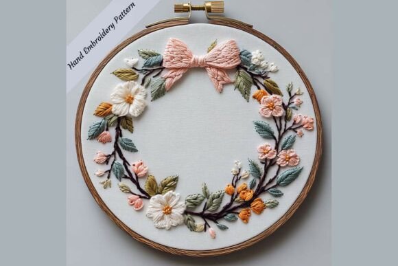 Hand Embroidery Floral Wedding Wreath 04