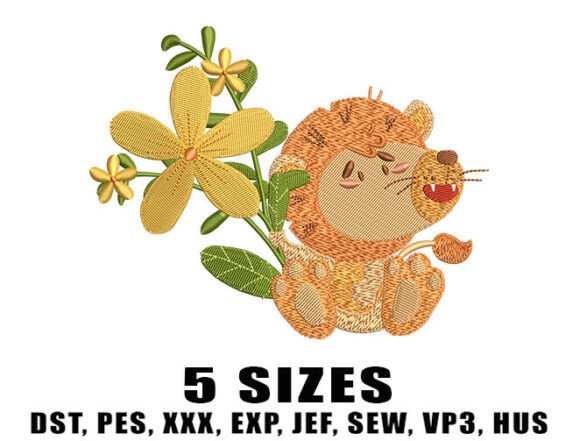 Happy Baby Lion Embroidery Design