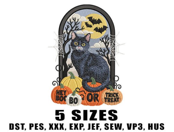 Hey Boo Halloween Embroidery Design