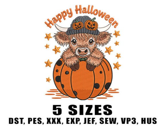 Highland Cow Pumpkin Embroidery Designs
