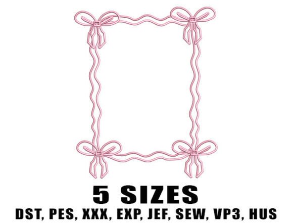 Pink Bow Frame Embroidery Design