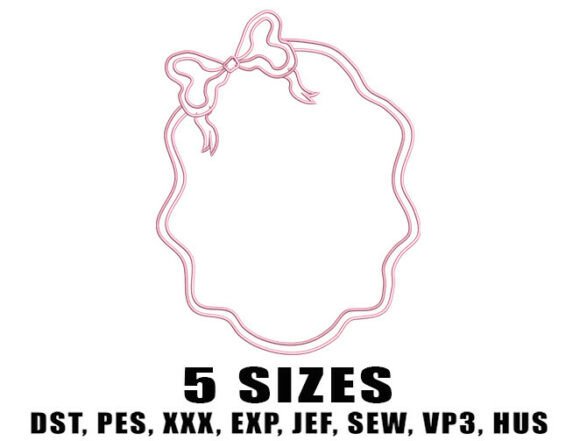 Pink Bow Symbol Embroidery Design