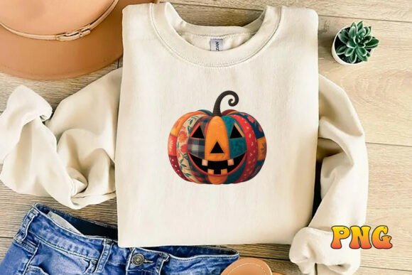 Preppy Halloween Embroidery Pumpkin PNG