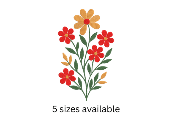 Red Yellow Floral Embroidery Design