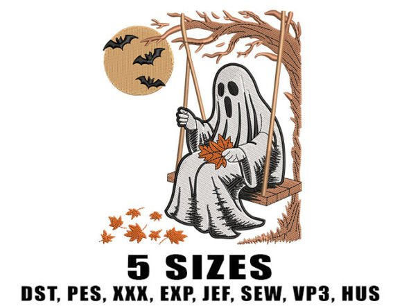 Spooky Swing Ghost Embroidery Designs