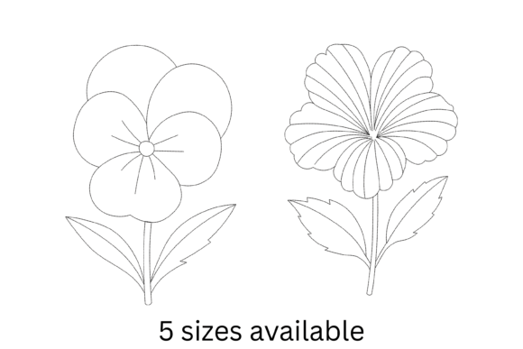 Two Flower Outline Embroidery Design