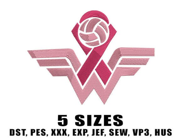 Volleyball Cancer Embroidery Design