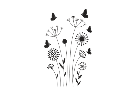 Wildflower Butterfly Embroidery Design